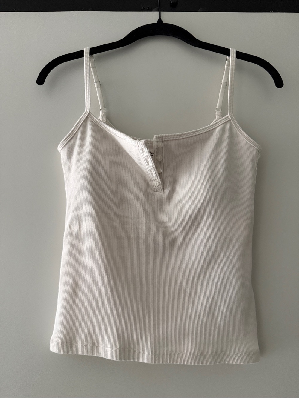 Abercrombie & Fitch White Ribbed Camisole with Button Placket